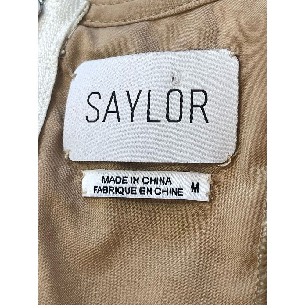 Saylor Jenni Top Blouse Cropped White Beige Lace Zip Puff‎ Sleeve M Retail $253 - Picture 7 of 11